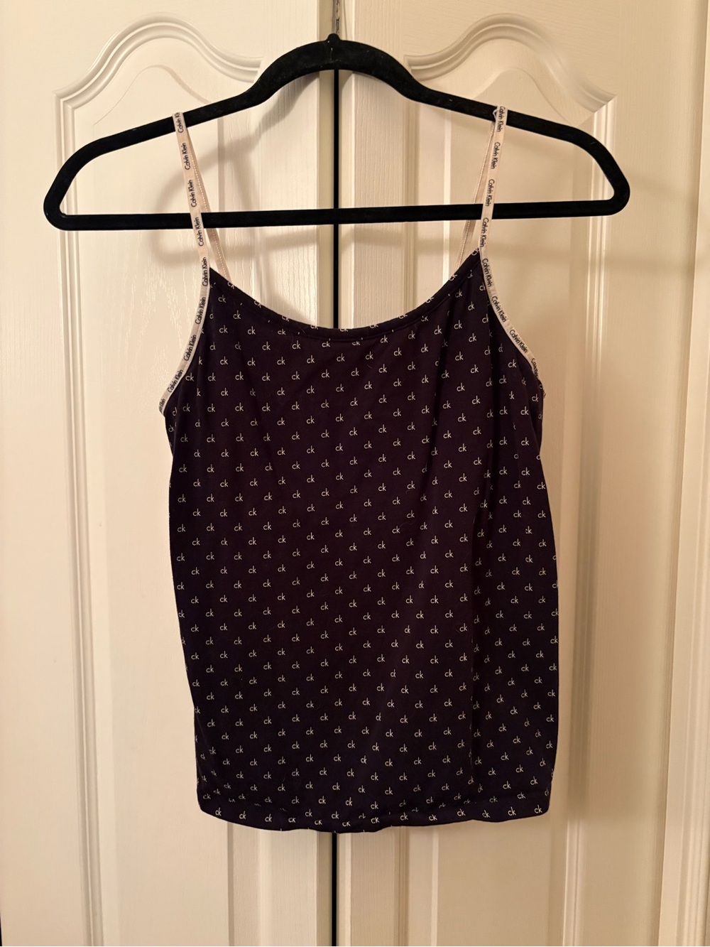 Calvin Klein Dark Purple Logo-Print Camisole with Branded Straps